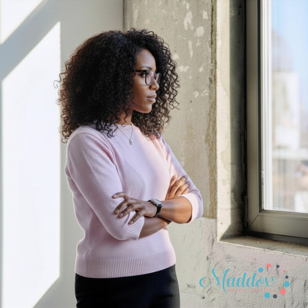 Woman looking out the window